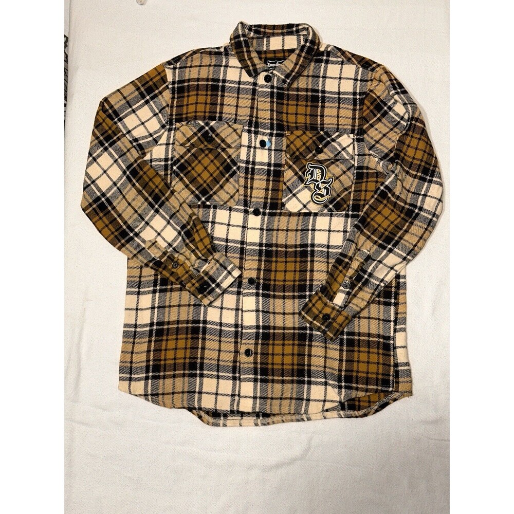 Dogg Supply By Snoop Dogg Yellow Plaid Flannel Shirt Long Sleeve Button Up Men’s